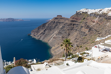 Image showing view of Santorini caldera in Greece from the coast