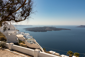 Image showing view of Santorini caldera in Greece from the coast