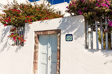 Image showing typical architecture of houses on the island of Santorini in Gre