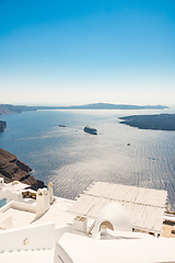 Image showing view of Santorini caldera in Greece from the coast