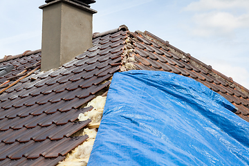 Image showing renovation of a brick tiled roof