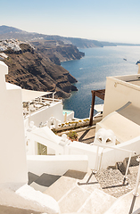 Image showing view of Santorini caldera in Greece from the coast