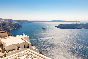 Image showing view of Santorini caldera in Greece from the coast