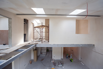 Image showing interior of construction site with scaffolding