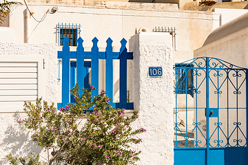 Image showing typical architecture of houses on the island of Santorini in Gre