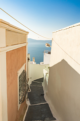 Image showing typical little street in santorini in greece in cyclades