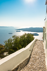 Image showing view of Santorini caldera in Greece from the coast