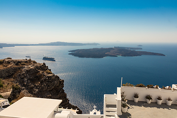 Image showing view of Santorini caldera in Greece from the coast