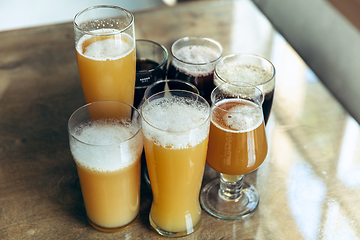 Image showing Glasses of different kinds of beer, time for oktoberfest