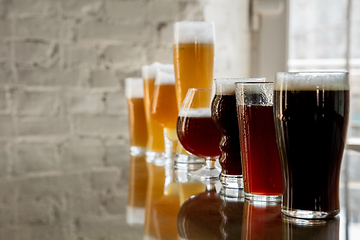 Image showing Glasses of different kinds of beer, time for oktoberfest