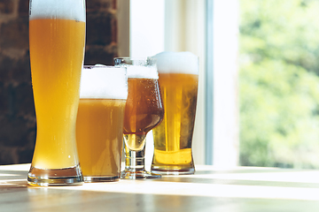 Image showing Glasses of different kinds of beer, time for oktoberfest