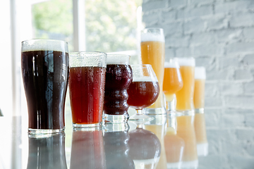 Image showing Glasses of different kinds of beer, time for oktoberfest