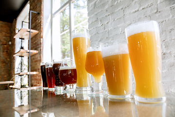 Image showing Glasses of different kinds of beer, time for oktoberfest