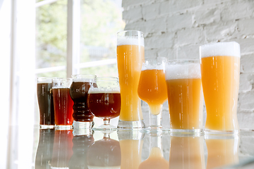 Image showing Glasses of different kinds of beer, time for oktoberfest