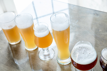 Image showing Glasses of different kinds of beer, time for oktoberfest