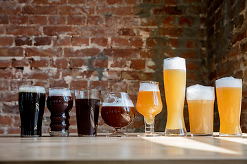 Image showing Glasses of different kinds of beer, time for oktoberfest