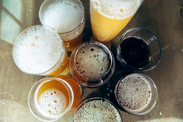 Image showing Glasses of different kinds of beer, time for oktoberfest