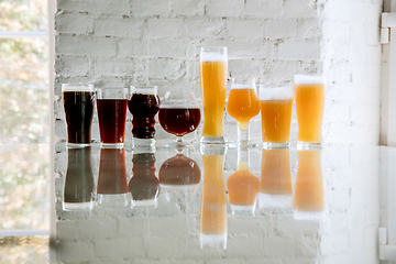 Image showing Glasses of different kinds of beer, time for oktoberfest