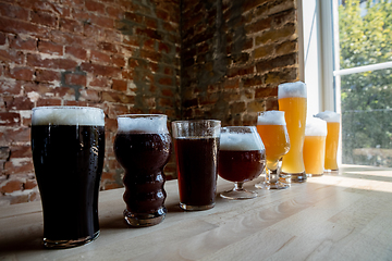 Image showing Glasses of different kinds of beer, time for oktoberfest