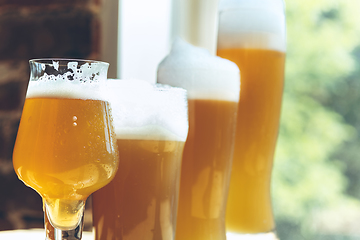 Image showing Glasses of different kinds of beer, time for oktoberfest