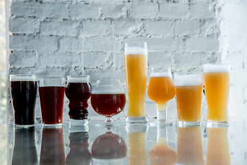 Image showing Glasses of different kinds of beer, time for oktoberfest