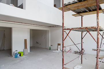 Image showing interior of construction site with scaffolding