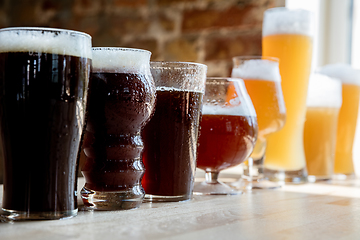 Image showing Glasses of different kinds of beer, time for oktoberfest