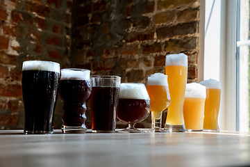 Image showing Glasses of different kinds of beer, time for oktoberfest