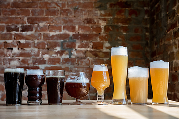 Image showing Glasses of different kinds of beer, time for oktoberfest