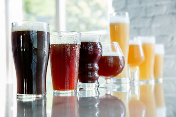 Image showing Glasses of different kinds of beer, time for oktoberfest