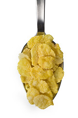 Image showing Spoonful of corn flakes