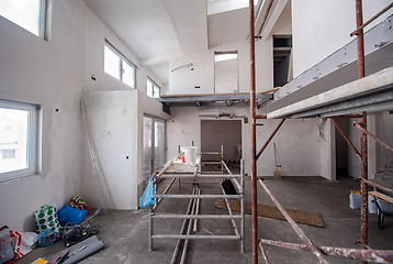 Image showing interior of construction site with scaffolding