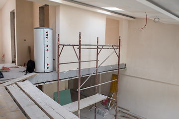 Image showing interior of construction site with scaffolding