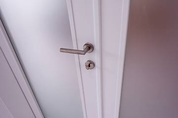 Image showing double glass door with white wooden frame