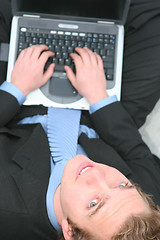 Image showing Businessman working on laptop