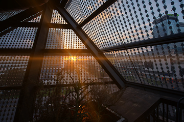 Image showing sunset through a glass roof