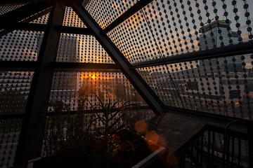 Image showing sunset through a glass roof