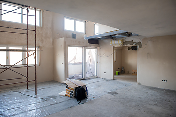 Image showing interior of construction site with scaffolding