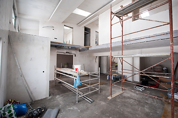 Image showing interior of construction site with scaffolding