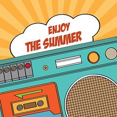 Image showing Retro summer poster with boombox