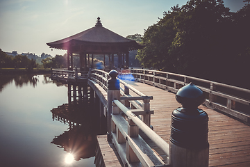 Image showing Ukimido Pavillion on water in Nara park, Japan