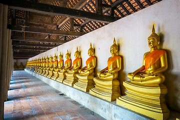 Image showing Gold Buddha statues, Wat Phutthaisawan temple, Ayutthaya, Thaila