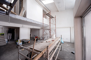 Image showing interior of construction site with scaffolding