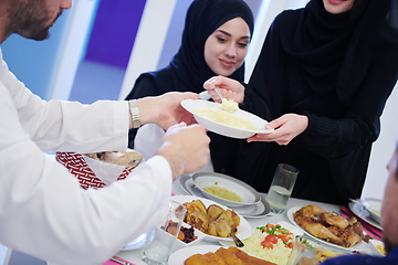 Image showing muslim family having a Ramadan feast