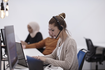 Image showing at work  in creative modern coworking startup open space office