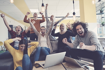 Image showing business team celebrating