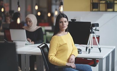 Image showing at work  in creative modern coworking startup open space office