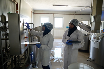 Image showing business woman team in local cheese production company