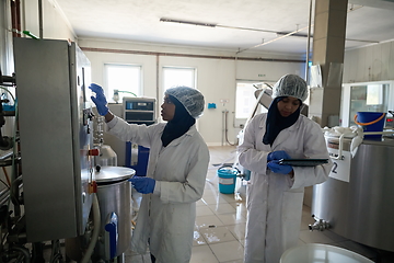 Image showing business woman team in local cheese production company