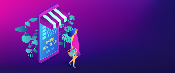 Image showing Online shopping concept isometric 3D banner header.